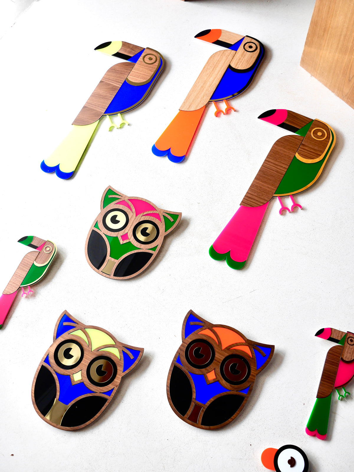 Décoration murale Toucan et chouette, fait main en France 