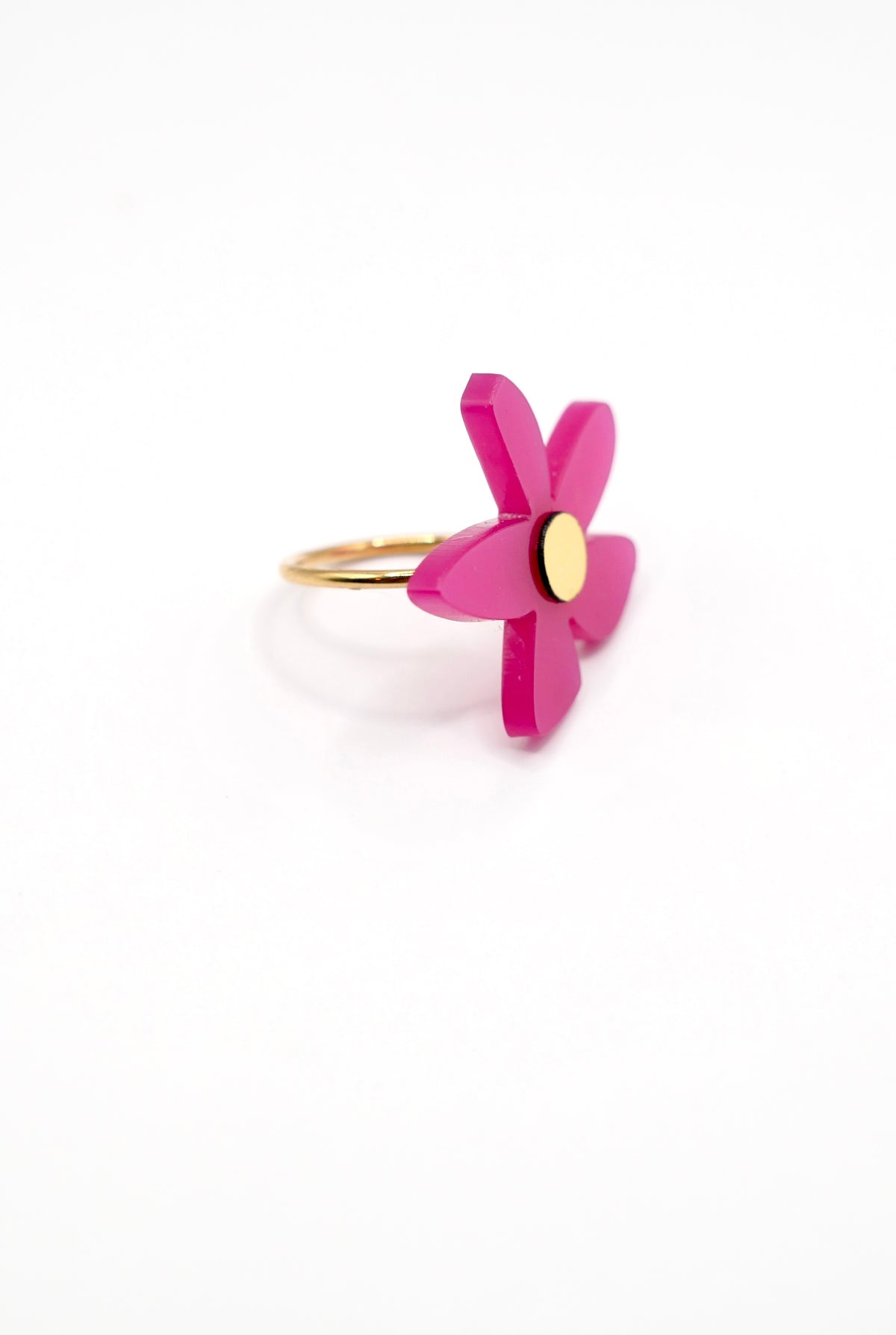 Bague flores plexiglass rose