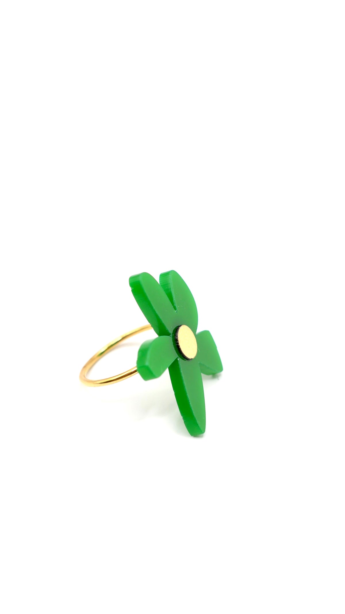 Bague flores verte artisanale 