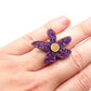 Bague flores violet pailleté fabrication artisanale à Lille