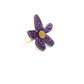 Bague artisanale en plexiglass violet pailleté 