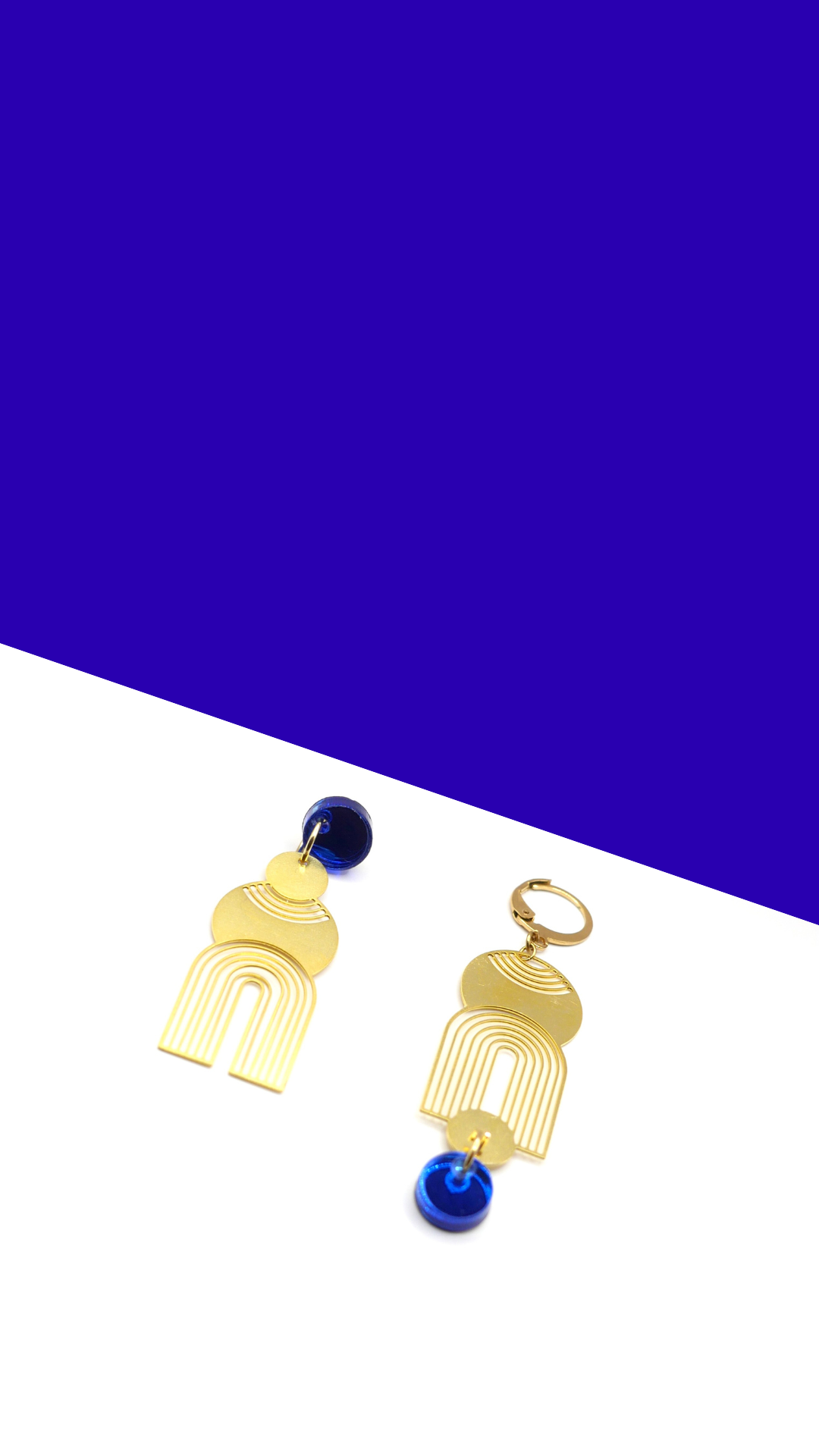 Boucles d’oreilles Bianca bleu miroir 