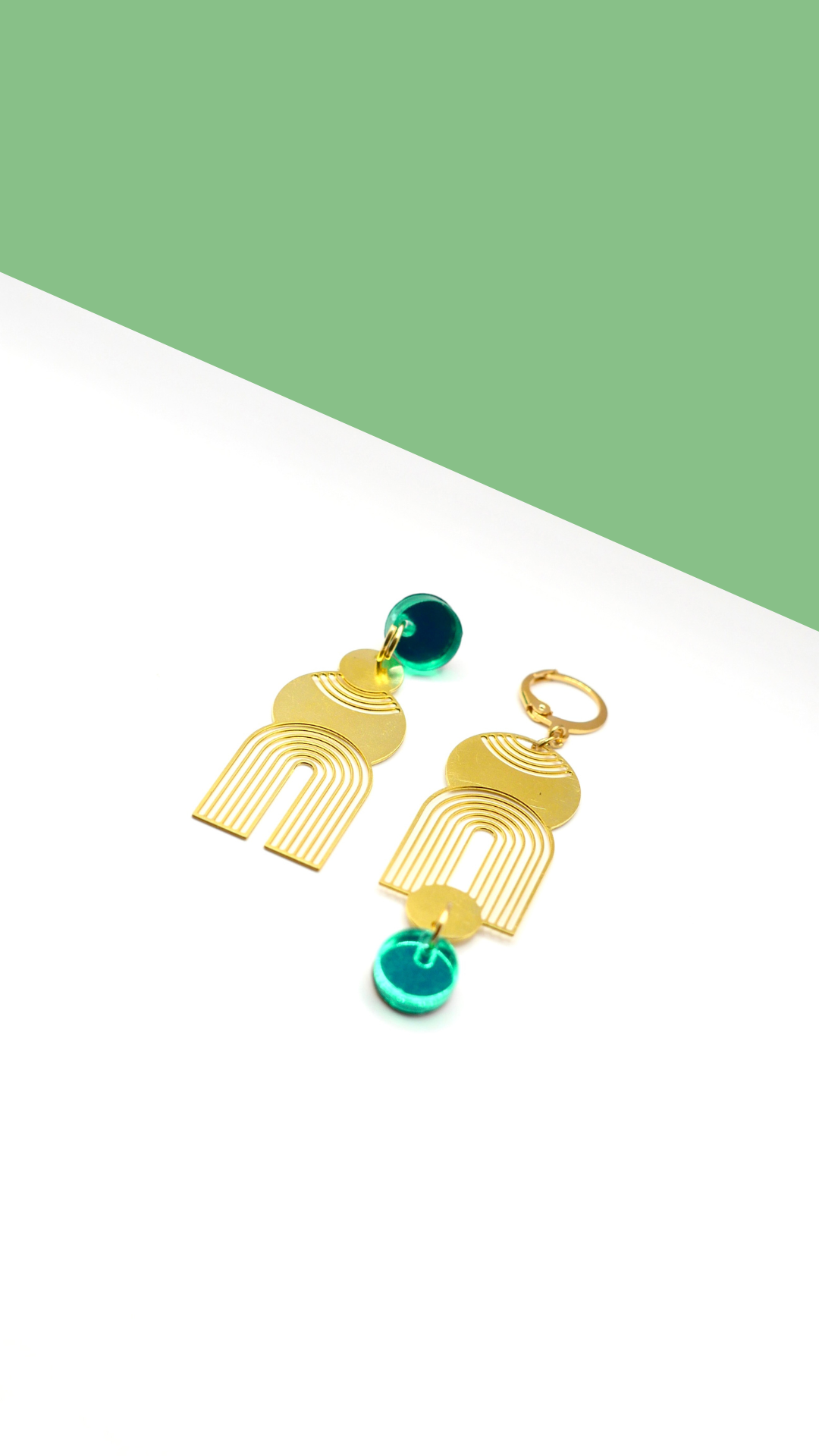 Boucles d’oreilles Bianca vert miroir 
