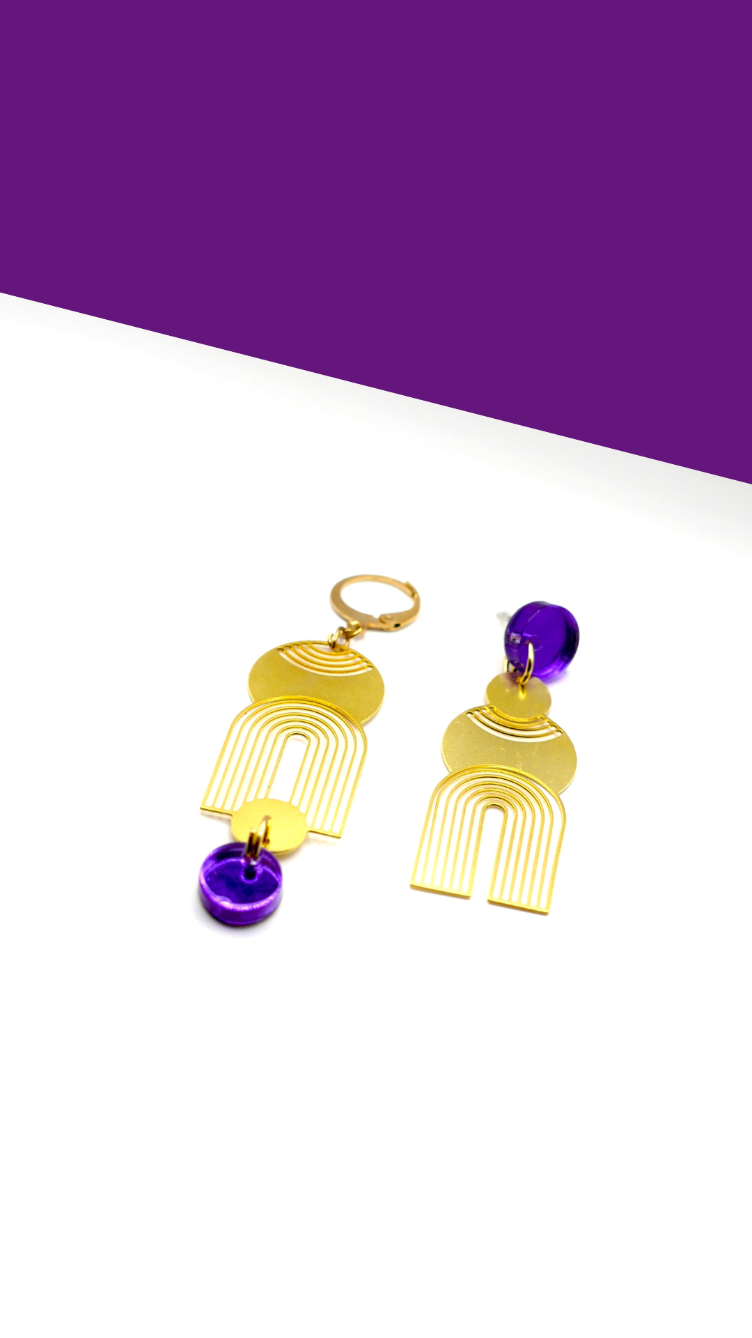 Boucles d’oreilles Bianca violet miroir