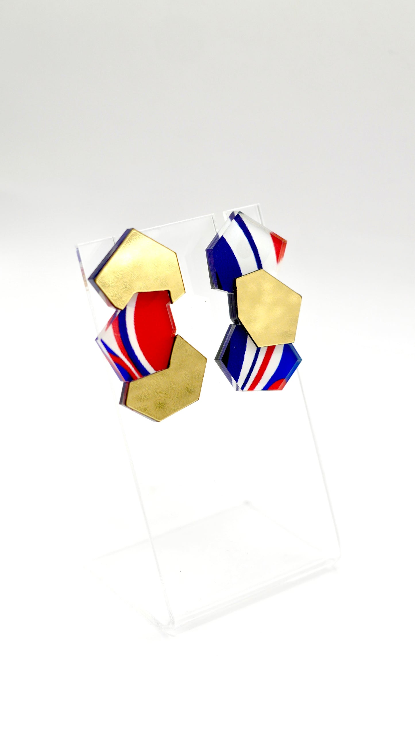Boucles d’oreilles Björn bleu blanc rouge