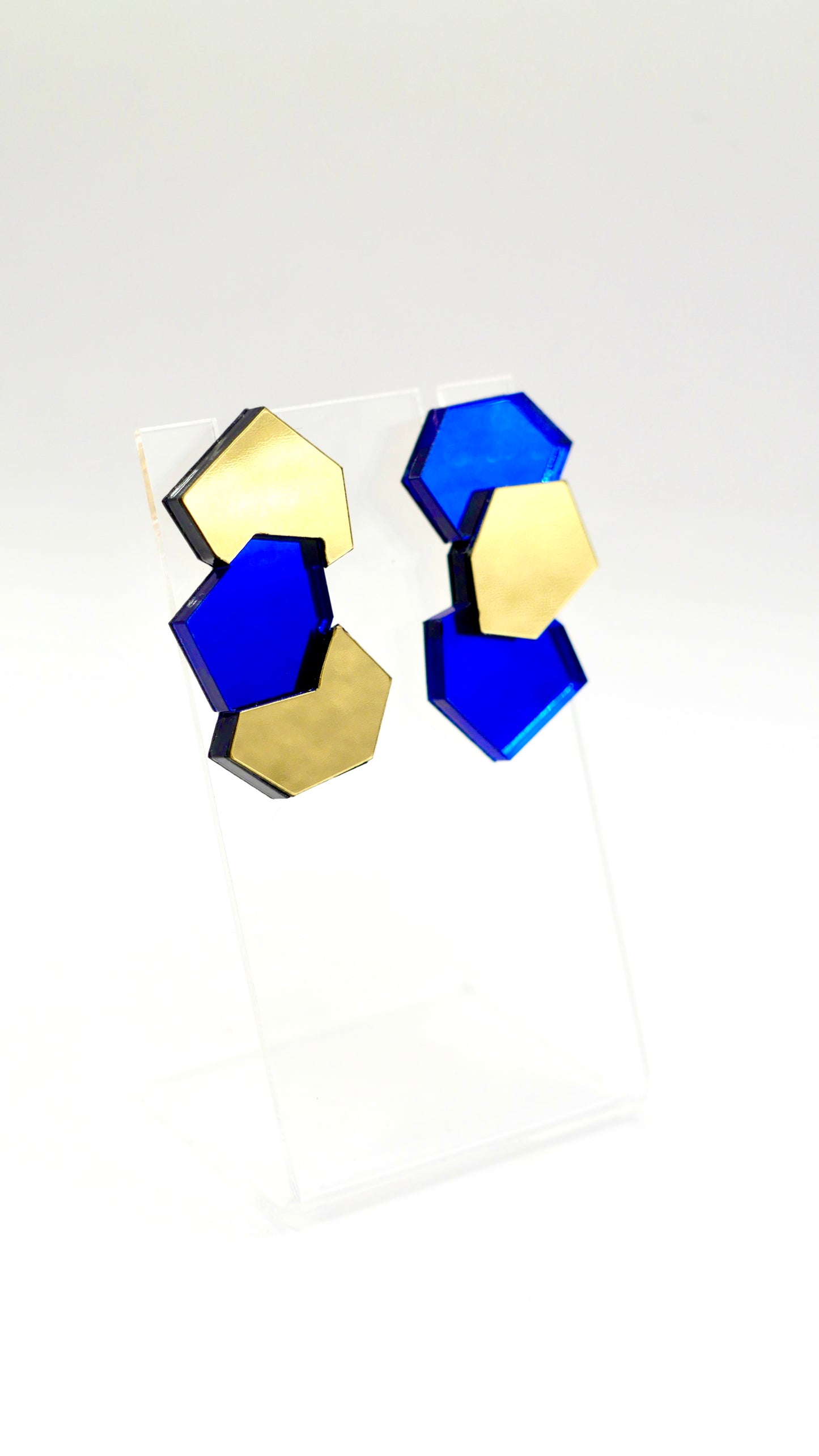 Boucles d’oreilles asymétriques Björn bleu miroir 