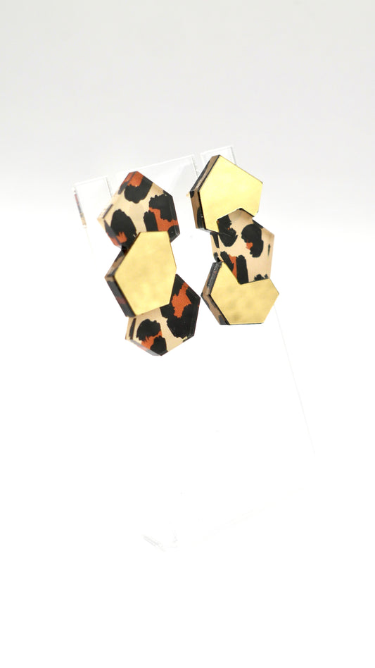Boucles d’oreilles Bjorn motif léopard 