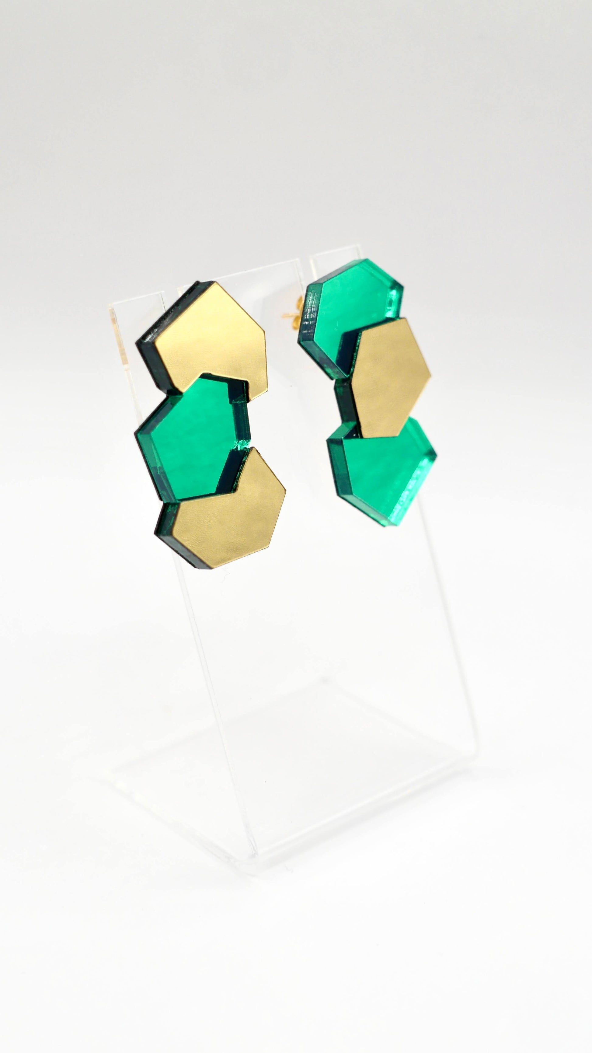 Boucles d’oreilles Bjorn vertes miroir 