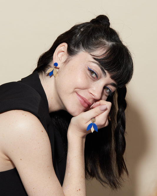 Boucles d'oreilles Aliocha bleues, bijou créateur fait main à Lille
