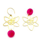 Boucles d’oreilles coquelicot asymétriques en laiton et roses
