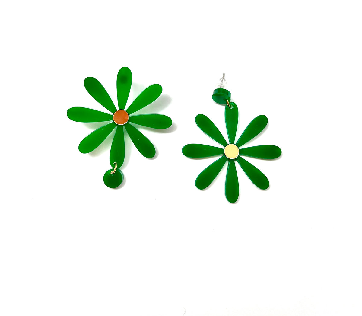 Boucles d’oreilles asymétriques Daisy Vert 