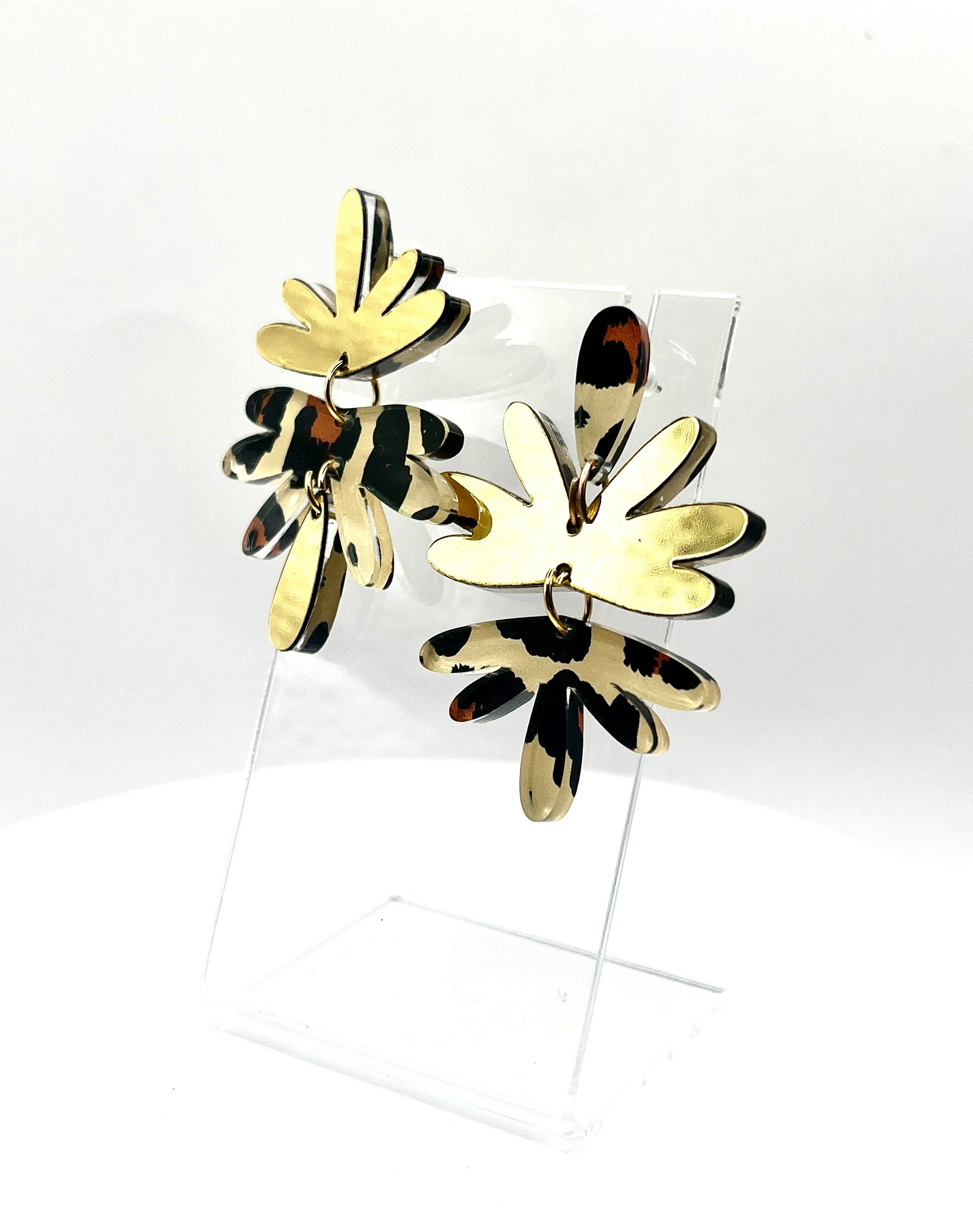 Boucles d’oreilles Heli, motif léopard 