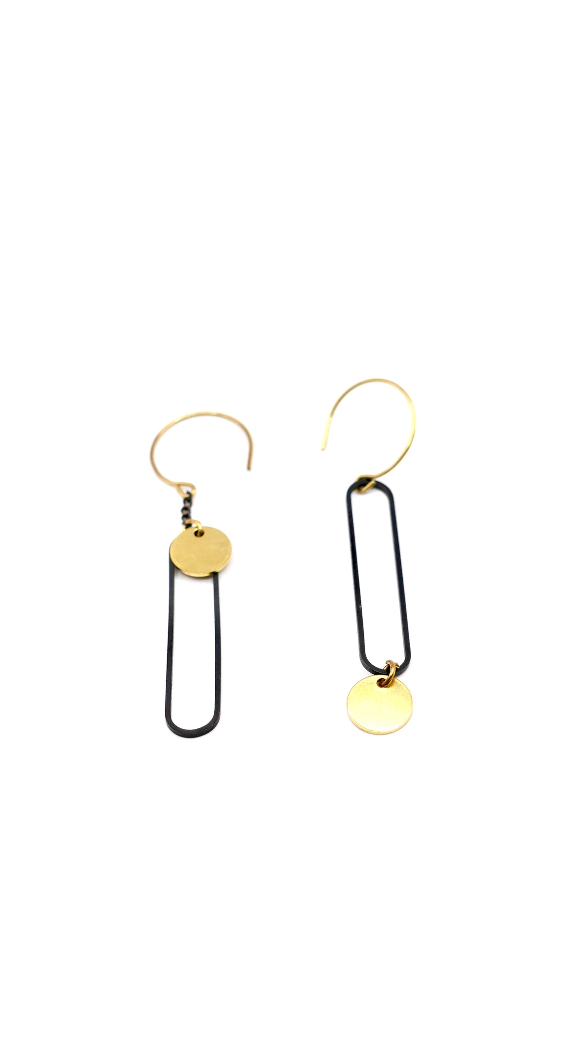 Boucles d'oreilles Trombone en laiton noir et doré