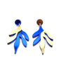 Boucles d'oreilles Sacha bleu miroir, design floral asymétrique