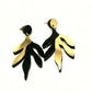 Boucles d'oreilles Sacha noires, design floral asymétrique