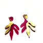 Boucles d'oreilles Sacha roses, design floral asymétrique