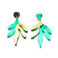 Boucles d'oreilles Sacha vert miroir, design floral asymétrique