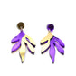 Boucles d'oreilles Sacha violet miroir, design floral asymétrique