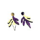 Boucles d'oreilles Sacha violet paillettes, design floral asymétrique