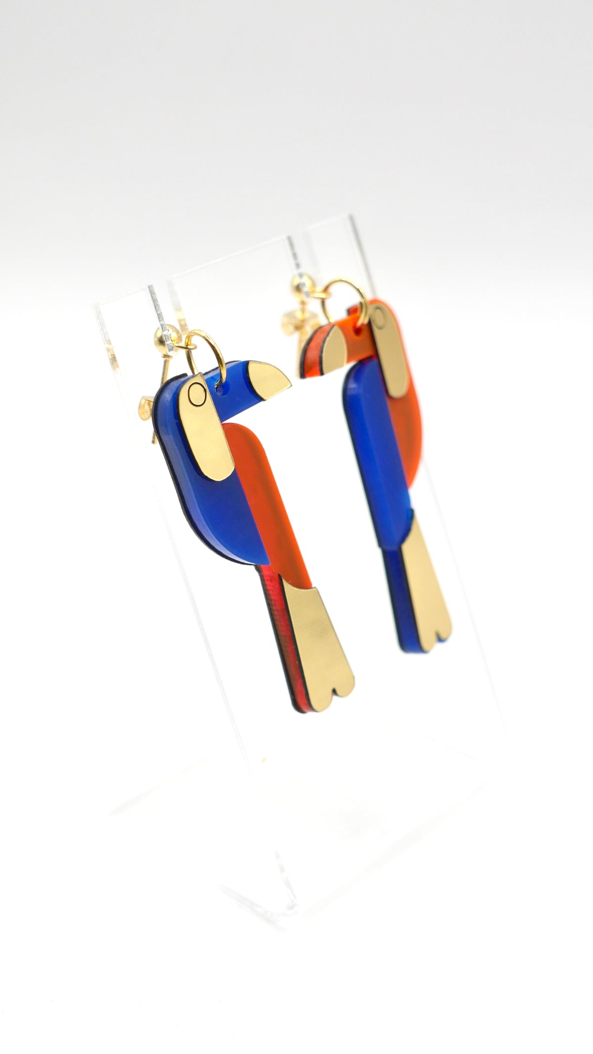 Boucles d’oreilles toucan coloris bleu et orange 