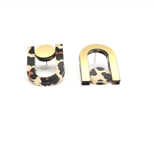 boucles d’oreilles asymetriques una léopard