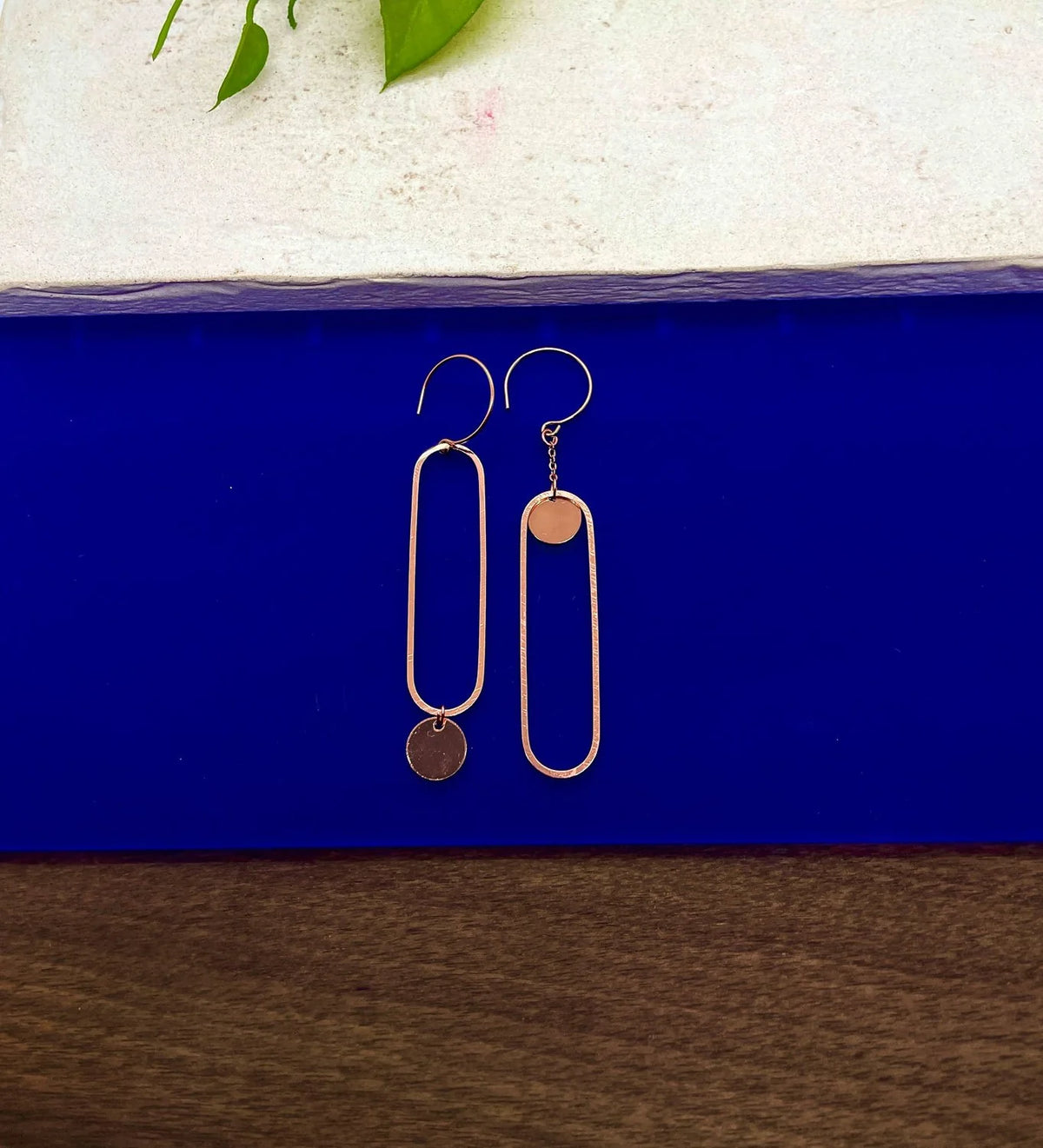 Boucles d'oreilles Trombone en laiton rose gold