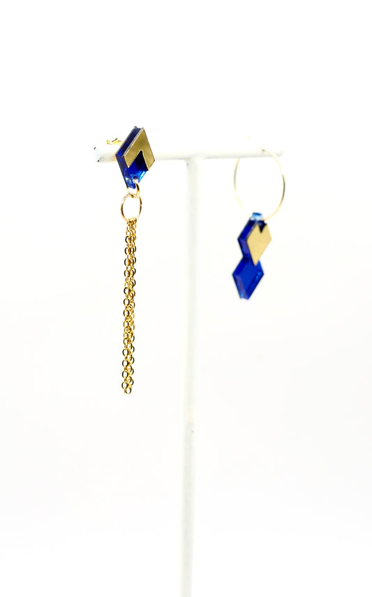 Boucles d’oreilles Carmen bleu miroir 