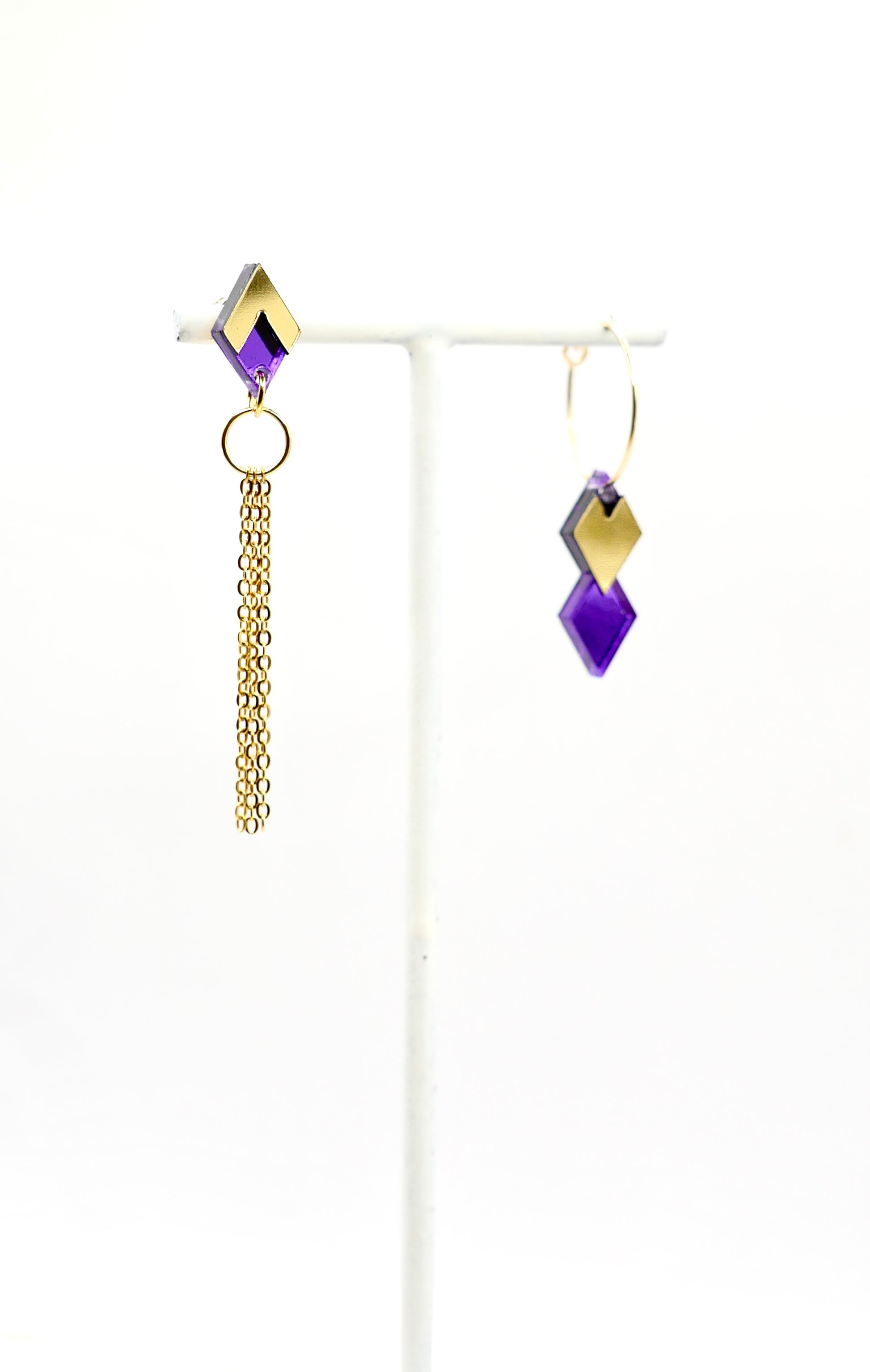 Boucles d’oreilles Carmen Violet miroir 