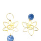 Boucles d’oreilles en laiton asymétriques et bleu paillettes