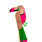Décoration murale Toucan vert et rose, plexiglas coloré et bois, fait main en France 