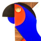 Perroquet décoratif mural bleu et orange, bois et plexiglas coloré