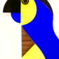 Perroquet décoratif mural jaune et bleu, bois et plexiglas coloré