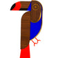 Décoration murale Toucan orange et bleu, plexiglas coloré et bois, fait main en France 