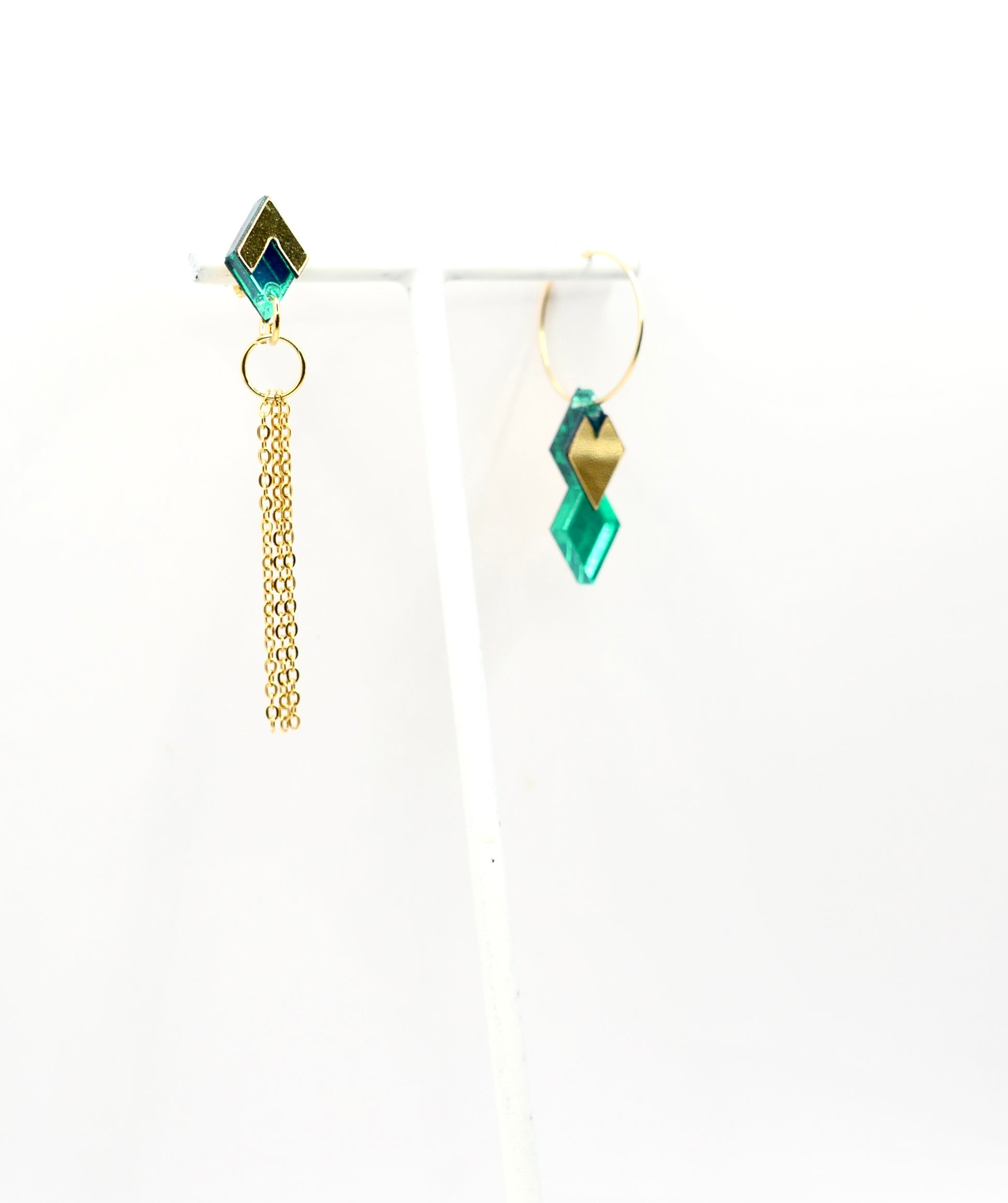 Détails des boucles d’oreilles Carmen Vert miroir 