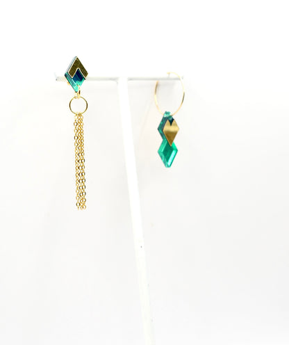 Détails des boucles d’oreilles Carmen Vert miroir 