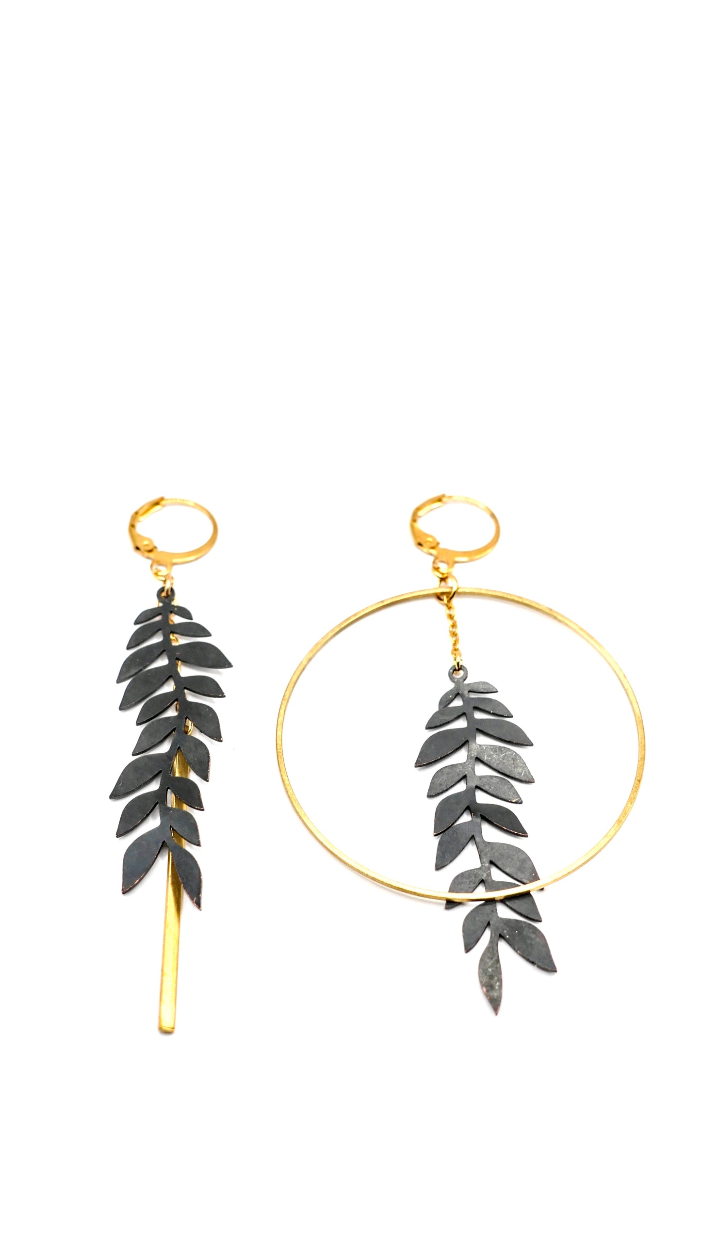 Boucles d’oreilles Liane Laiton et noir