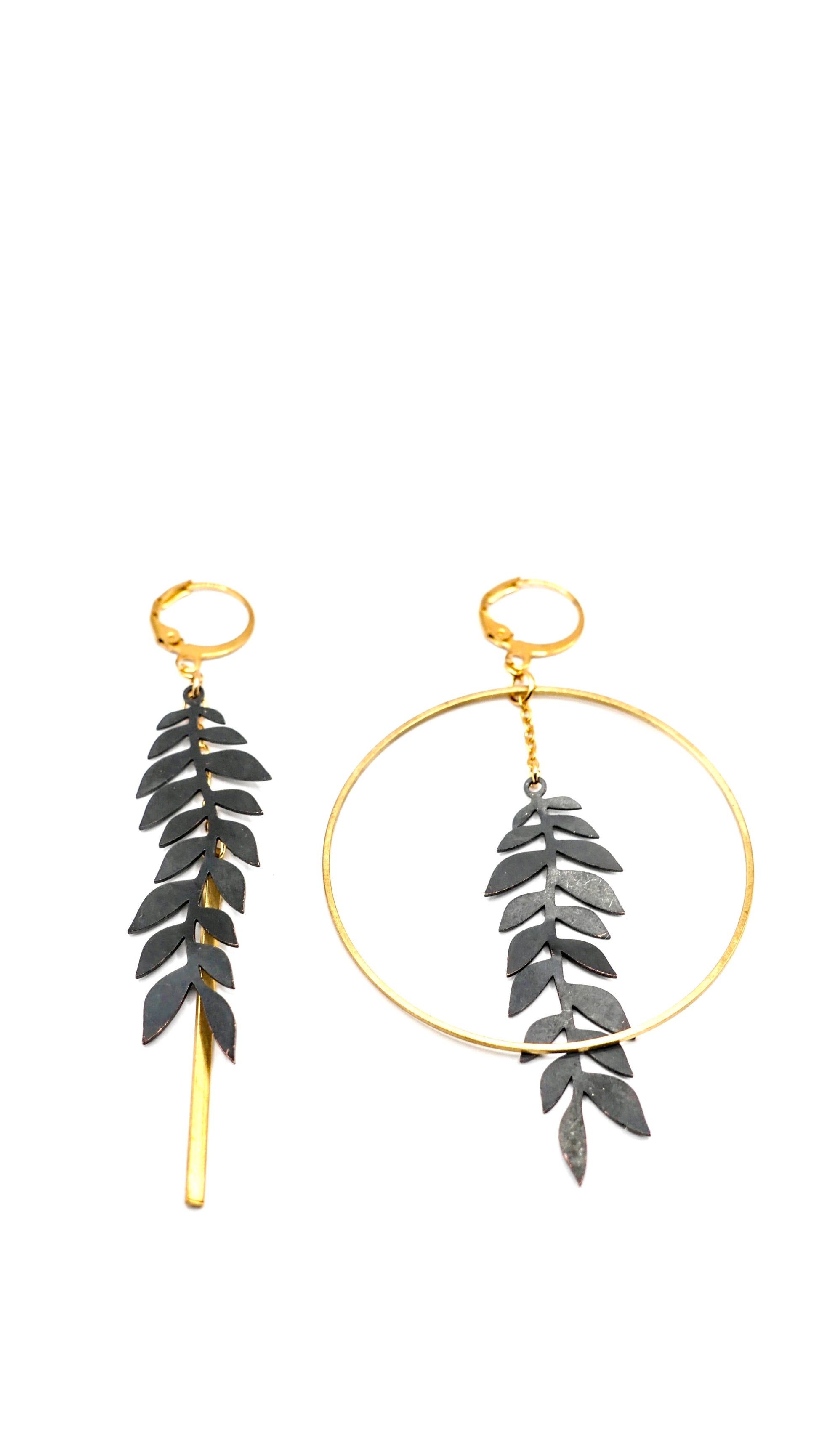 Boucles d’oreilles Liane Laiton et noir