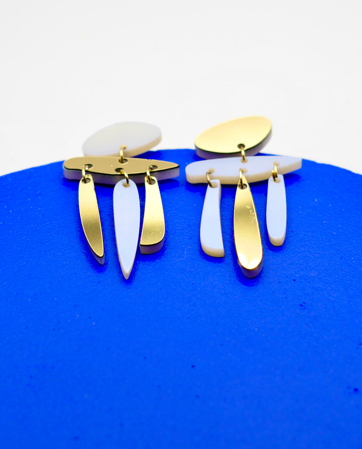 Boucles d’oreilles Phoenix blanc doré 