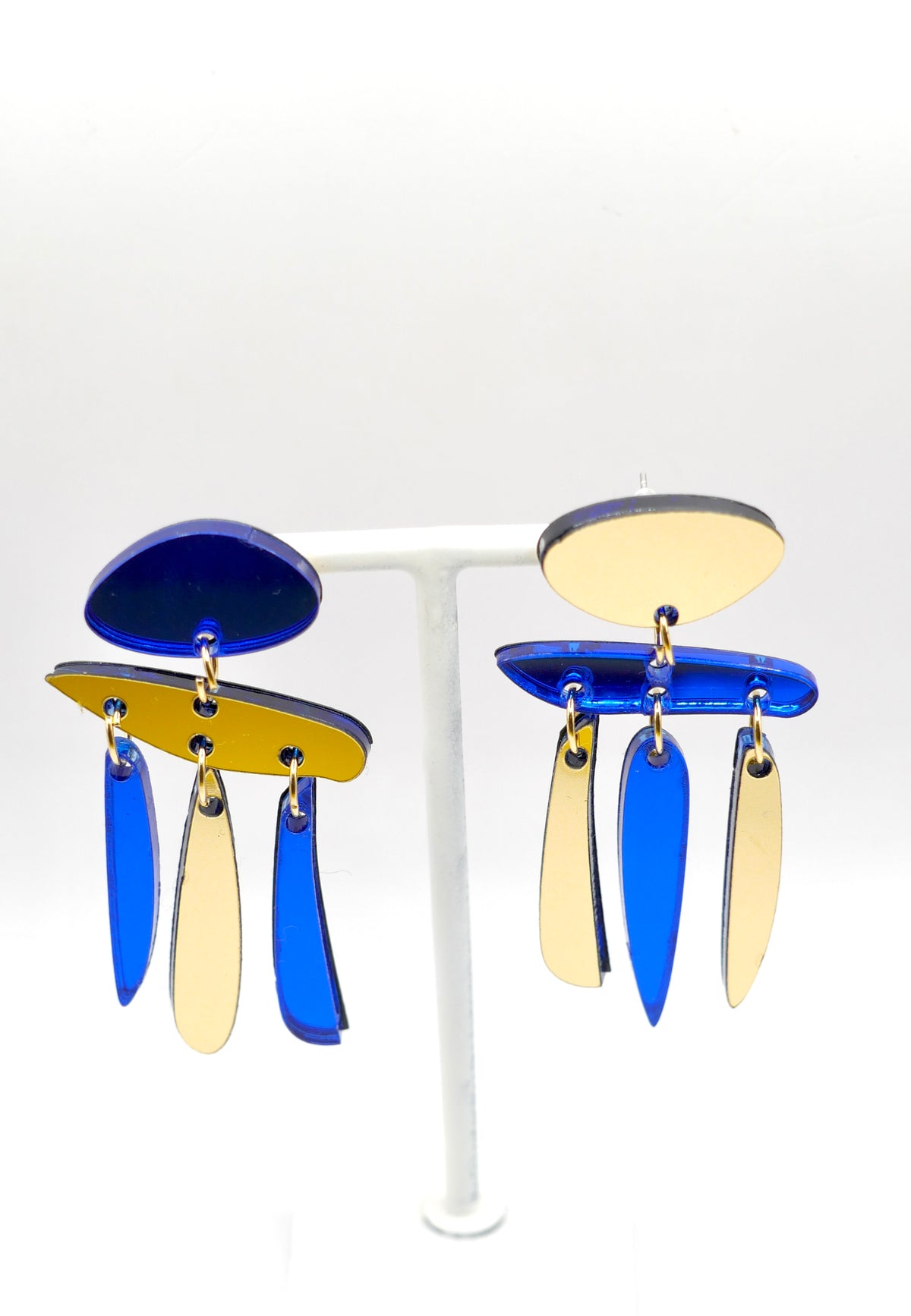 Boucles d’oreilles Phoenix bleu miroir 