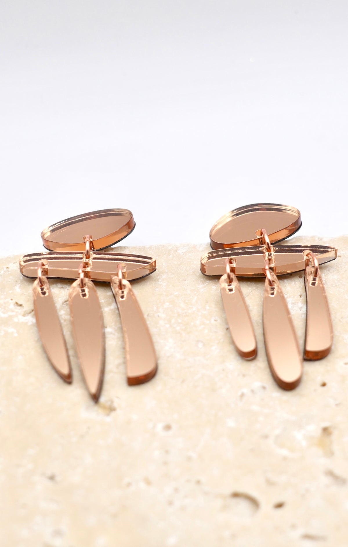 Boucles d’oreilles Phoenix rose miroir 