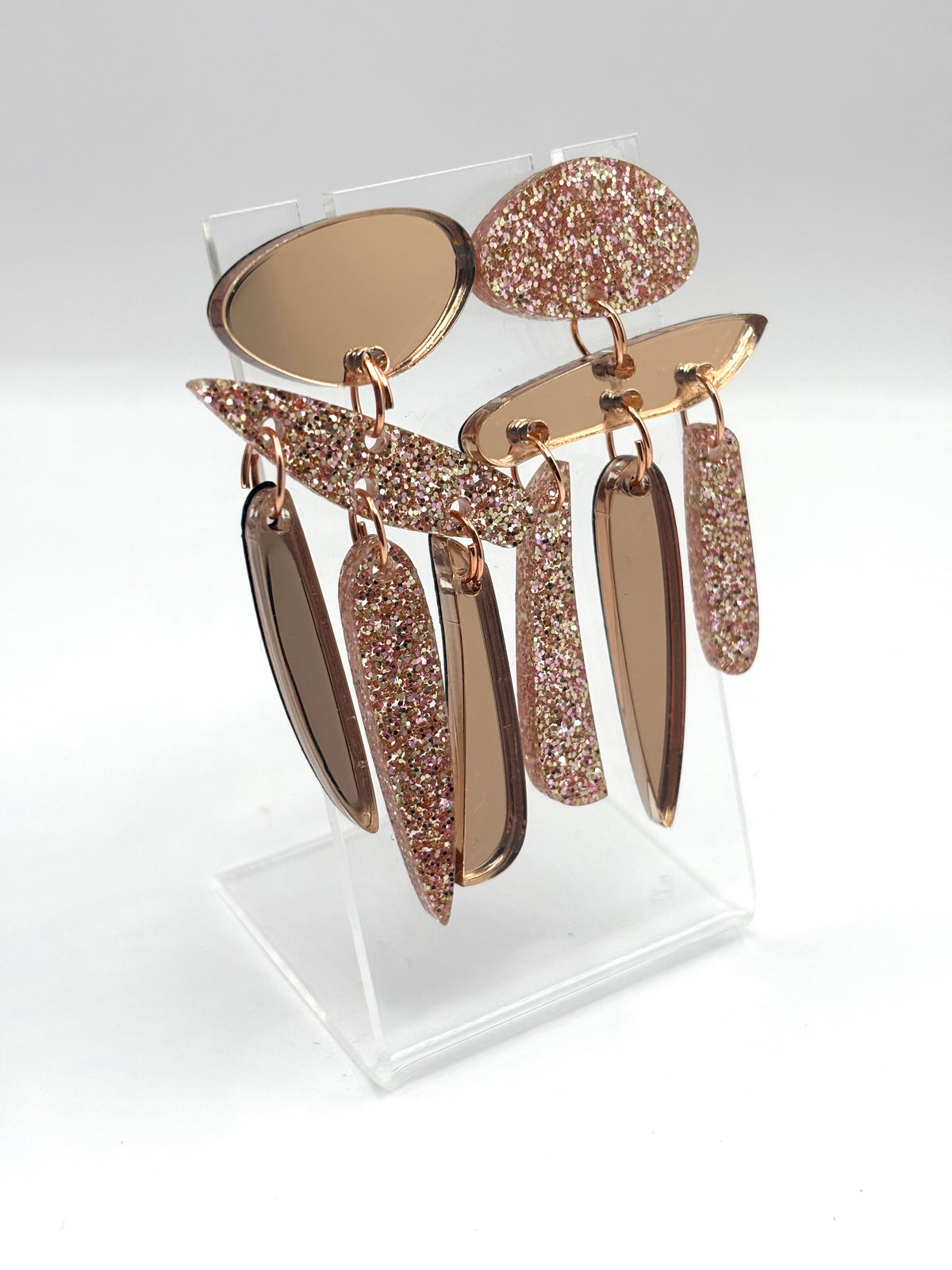 Boucles d’oreilles Phoenix rose paillettes