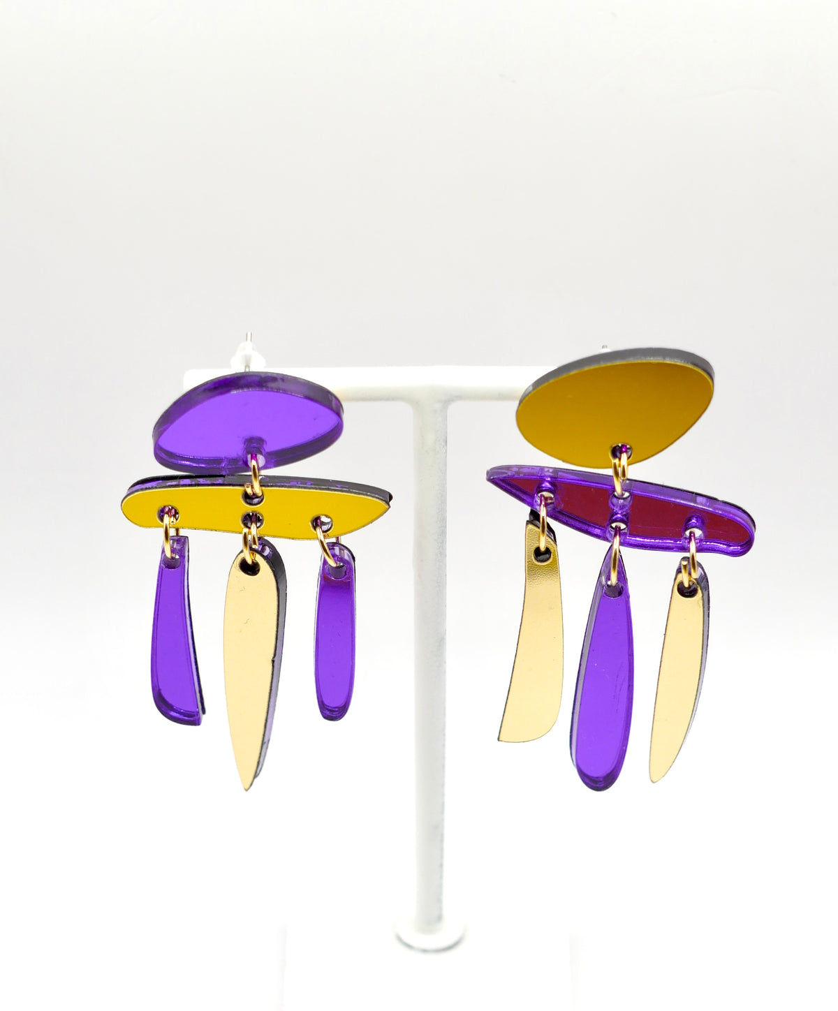 Boucle d’oreille Phoenix violet miroir 