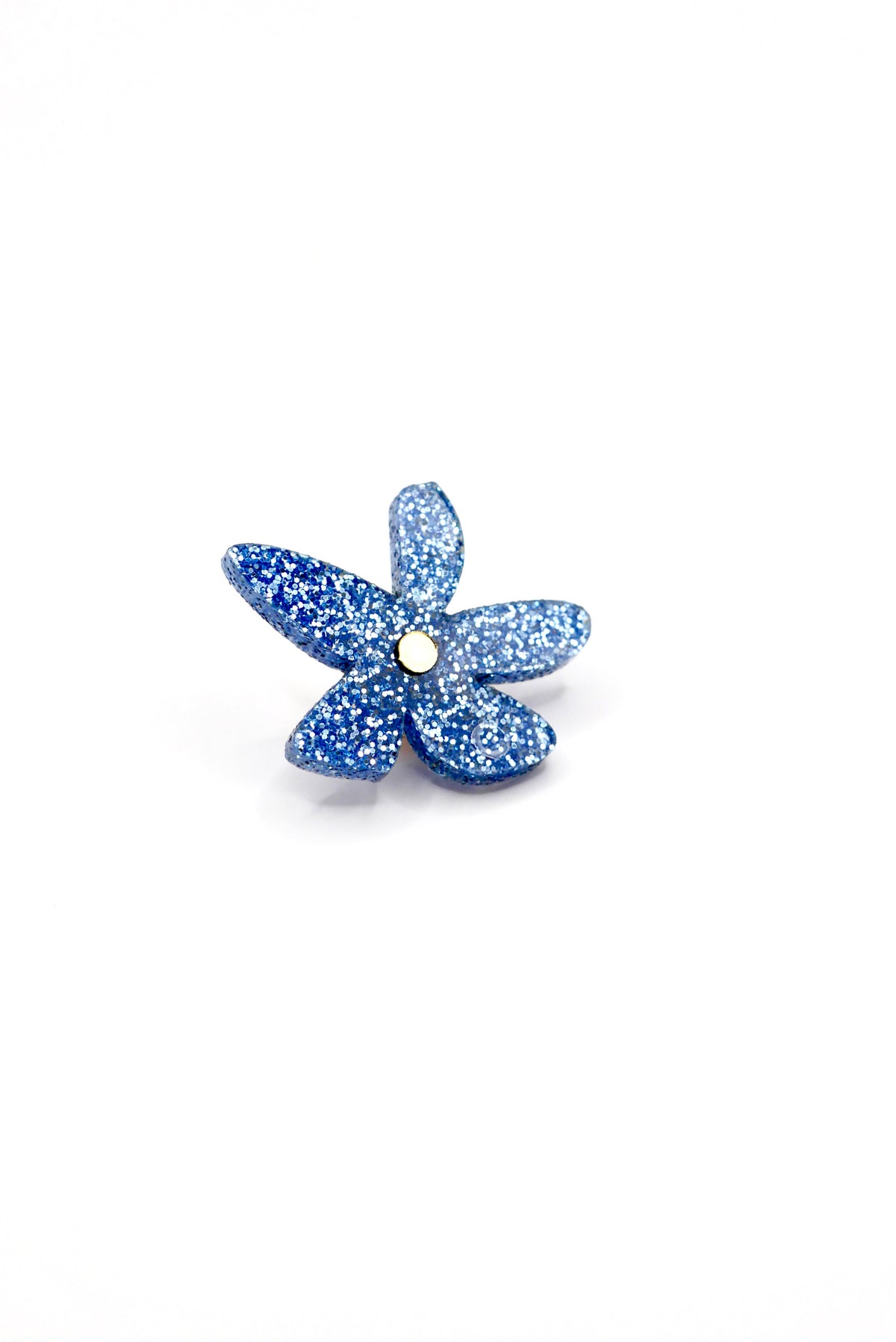 Pins Flores en plexiglass bleu paillettes 