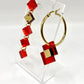 Boucles d’oreilles Saga rouge miroir 