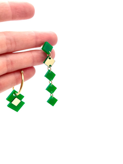 Boucles d’oreilles saga vert