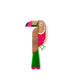 Décoration murale Toucan vert et rose, plexiglas coloré et bois, fait main en France 