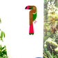 Décoration murale XL Toucan vert et rose, plexiglas coloré et bois, fait main en France 