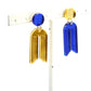 Boucles d’oreilles asymétriques Zéphyr bleu et doré 