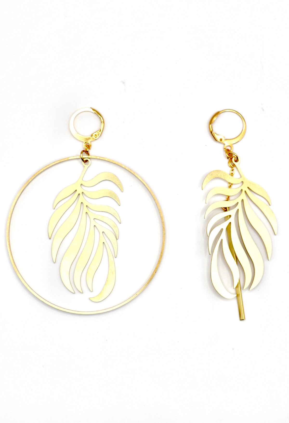 Boucles d’oreilles asymétrique Forêt, fabrication artisanale 